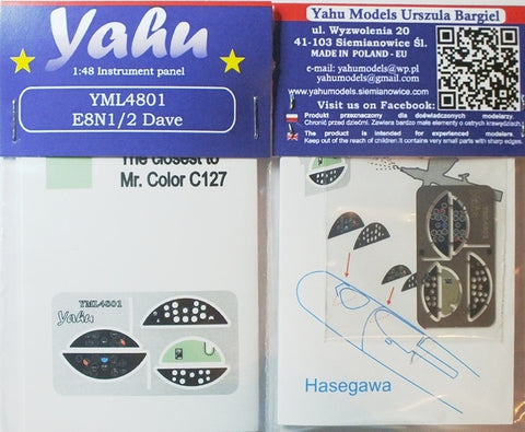 Yahu Models YML4801 1/48 Nakajima E8N1/2 (Dave) Instrument Panel (for Hasegawa)