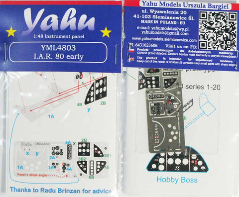 Yahu Models YML4803 1/48 IAR-80 Early Version Instrument Panel (for HobbyBoss)