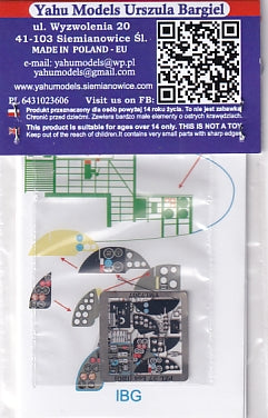 Yahu Models YML7207 1/72 PZL.37 Łoś Instrument Panel (for IBG)