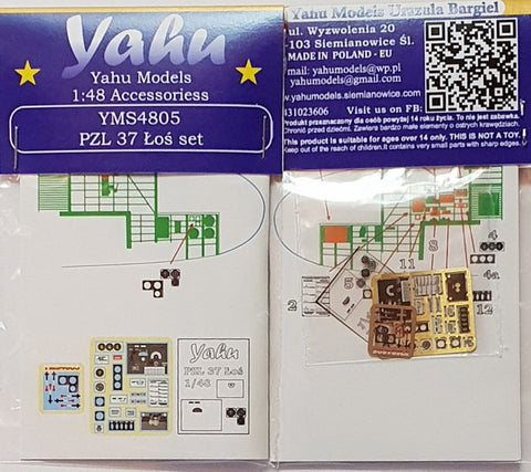 Yahu Models YMS4805 1/48 PZL.37 Łoś Set (for Mirage)