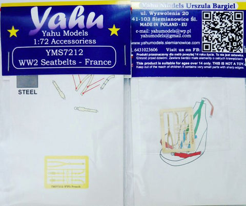 Yahu Models YMS7212 1/72 WWII Seatbelts - France