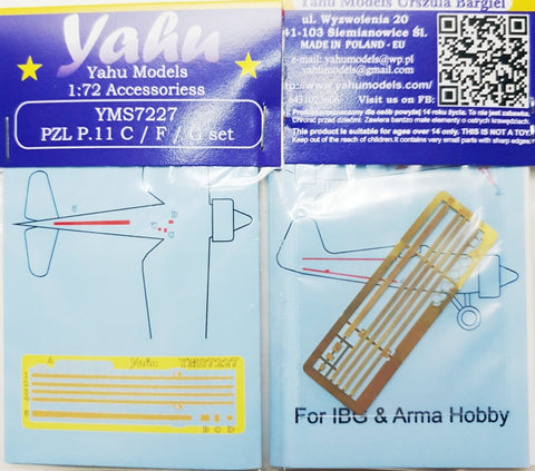 Yahu Models YMS7227 1/72 Polish Air Force PZL P.11 C/F/G Set (General Purpose)