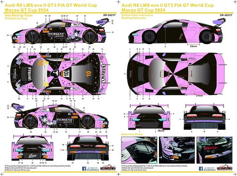 SK Decals SK24217 1/24 Audi R8 LMS evo II GT3 – 2024 FIA GT World Cup (Macau GT Cup) – Uno Racing Team #10 (for NuNu)
