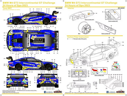 SK Decals SK24223 1/24 BMW M4 GT3 – Team WRT #46 – 2023 Intercontinental GT Challenge, 24 Hours of Spa (for NuNu)