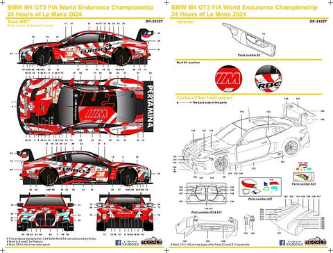 SK Decals SK24227 1/24 BMW M4 GT3 – 2024 FIA World Endurance Championship, 24 Hours of Le Mans – Team WRT #31 (for NuNu kit)