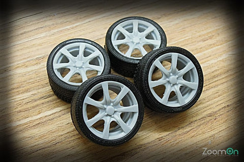 ZoomOn ZR001 1/24 18-inch FD2 Type R Wheel and Tire Set